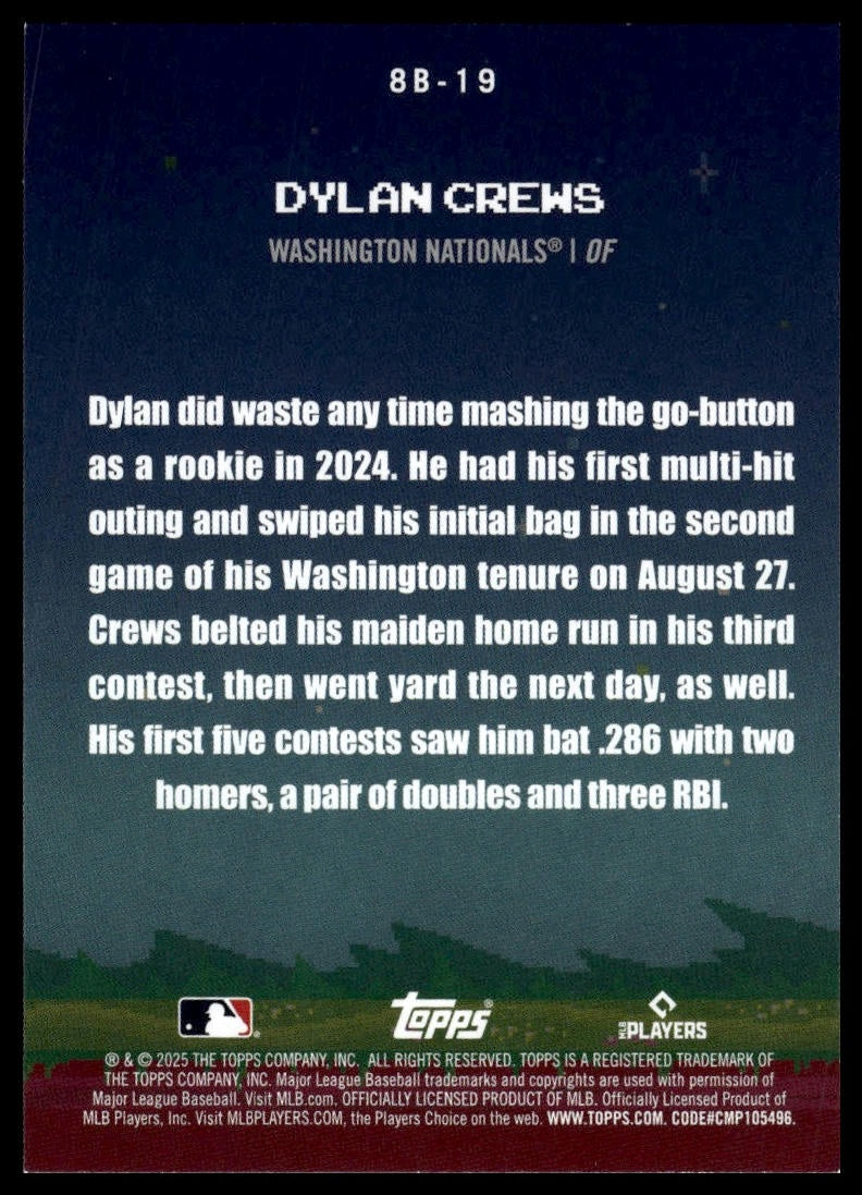 2025 Topps #8B-19 Dylan Crews 8-Bit Ballers