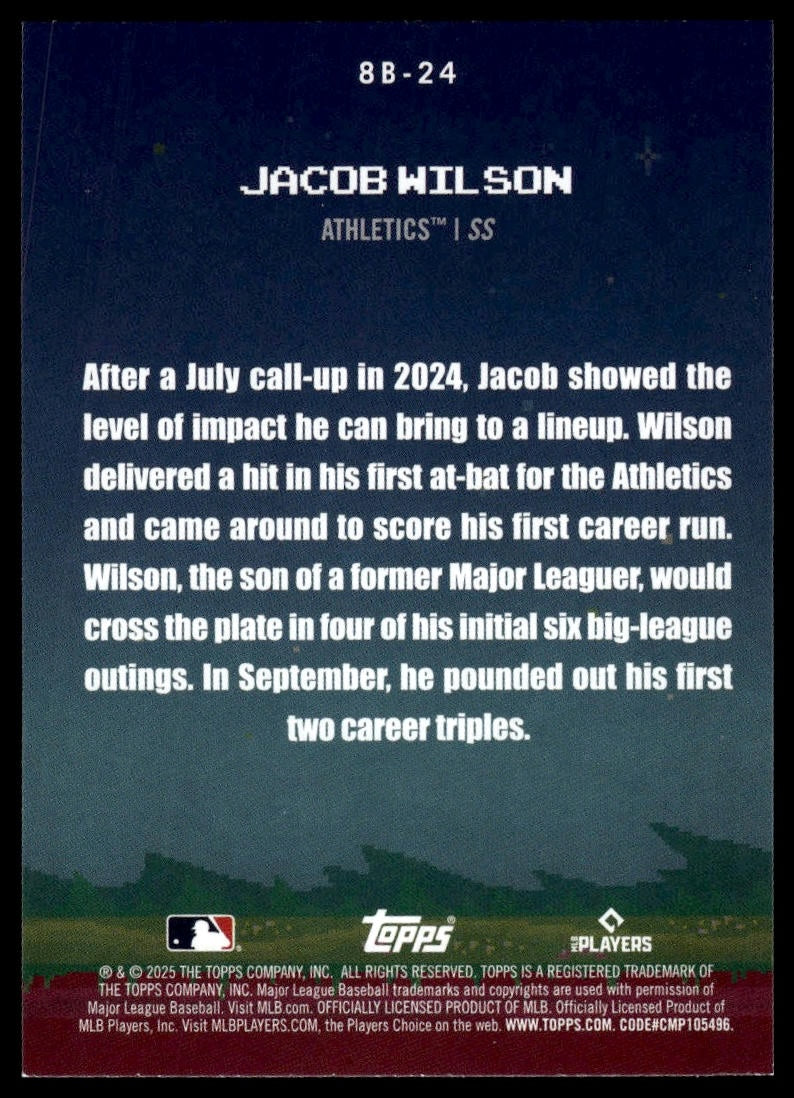 2025 Topps #8B-24 Jacob Wilson 8-Bit Ballers