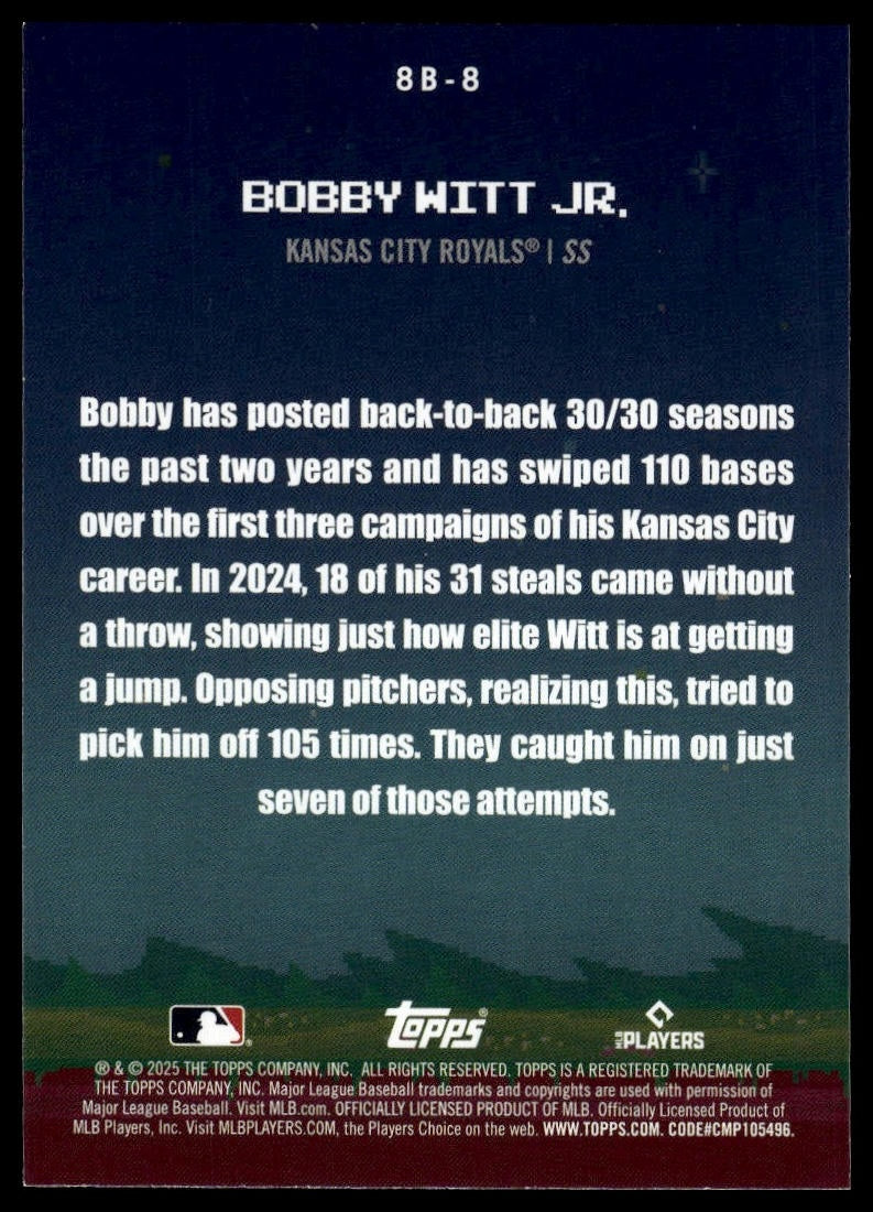 2025 Topps #8B-8 Bobby Witt Jr. 8-Bit Ballers