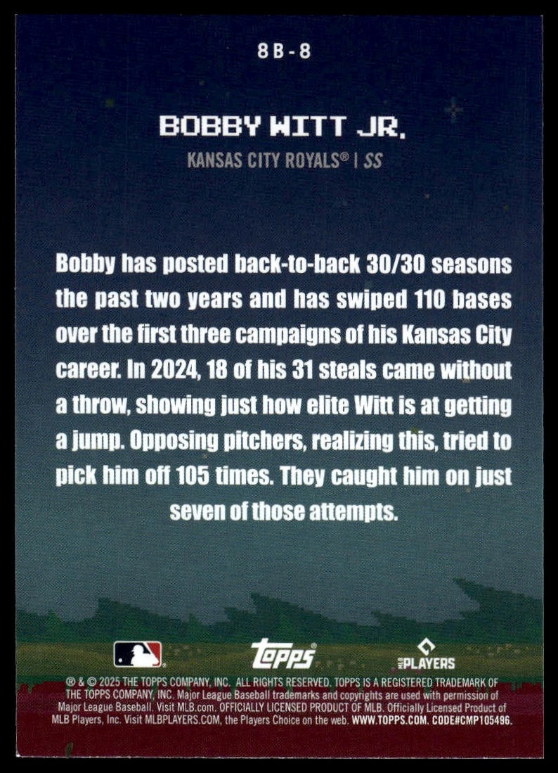 2025 Topps #8B-8 Bobby Witt Jr. 8-Bit Ballers