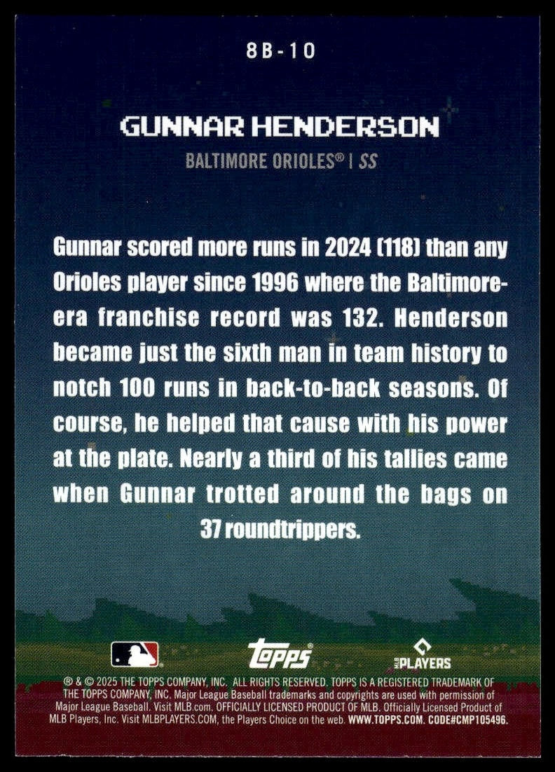 2025 Topps #8B-10 Gunnar Henderson 8-Bit Ballers