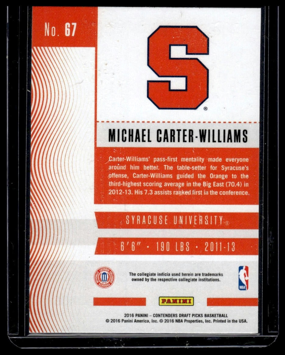 2016 Panini Contenders Draft Picks #67 Michael Carter-Williams