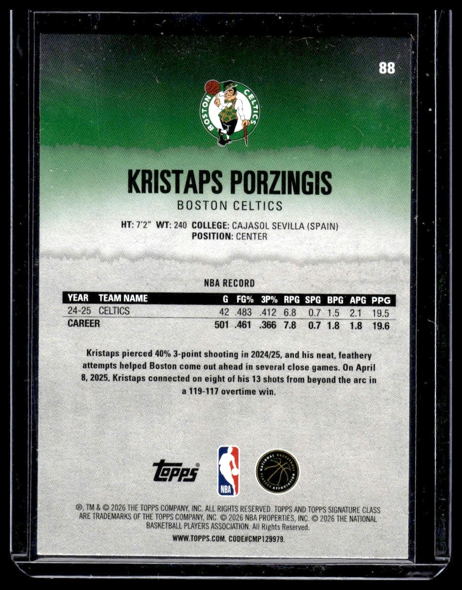 2025-26 Topps Signature Class #88 Kristaps Porzingis