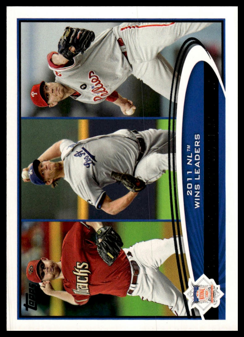 2012 Topps #156 2011 NL Wins Leaders (Ian Kennedy / Clayton Kershaw / Halladay)