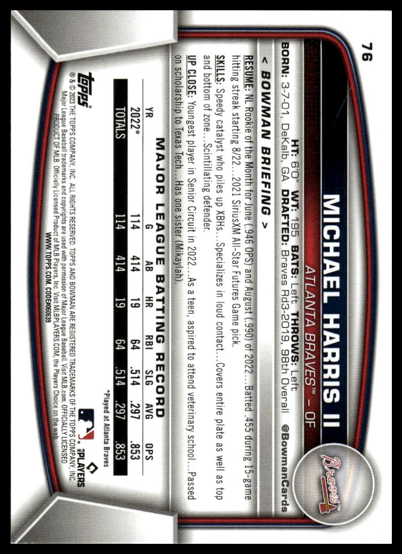 2023 Bowman #76 Michael Harris II