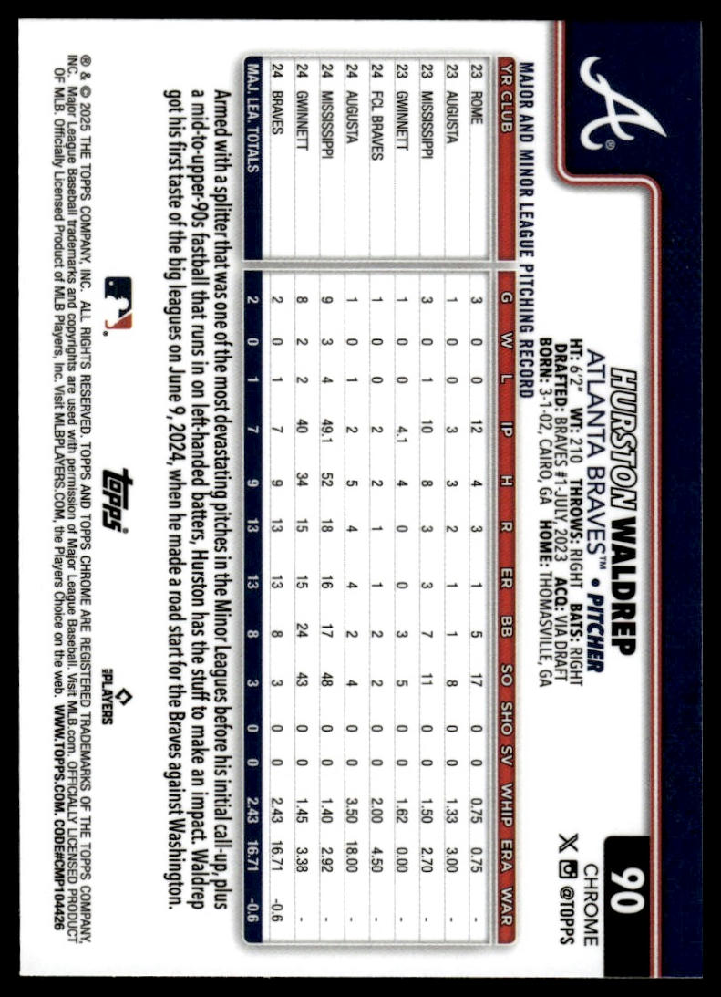 2025 Topps Chrome #90 Hurston Waldrep