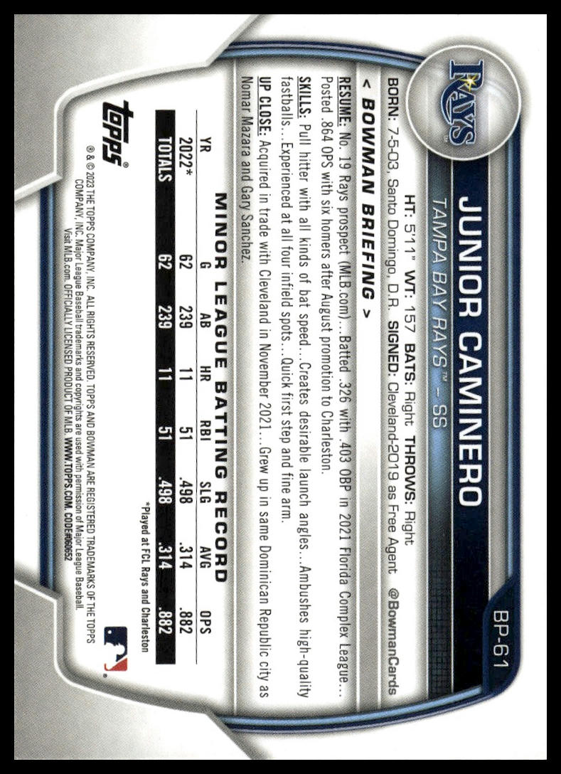 2023 Bowman #BP-61 Junior Caminero