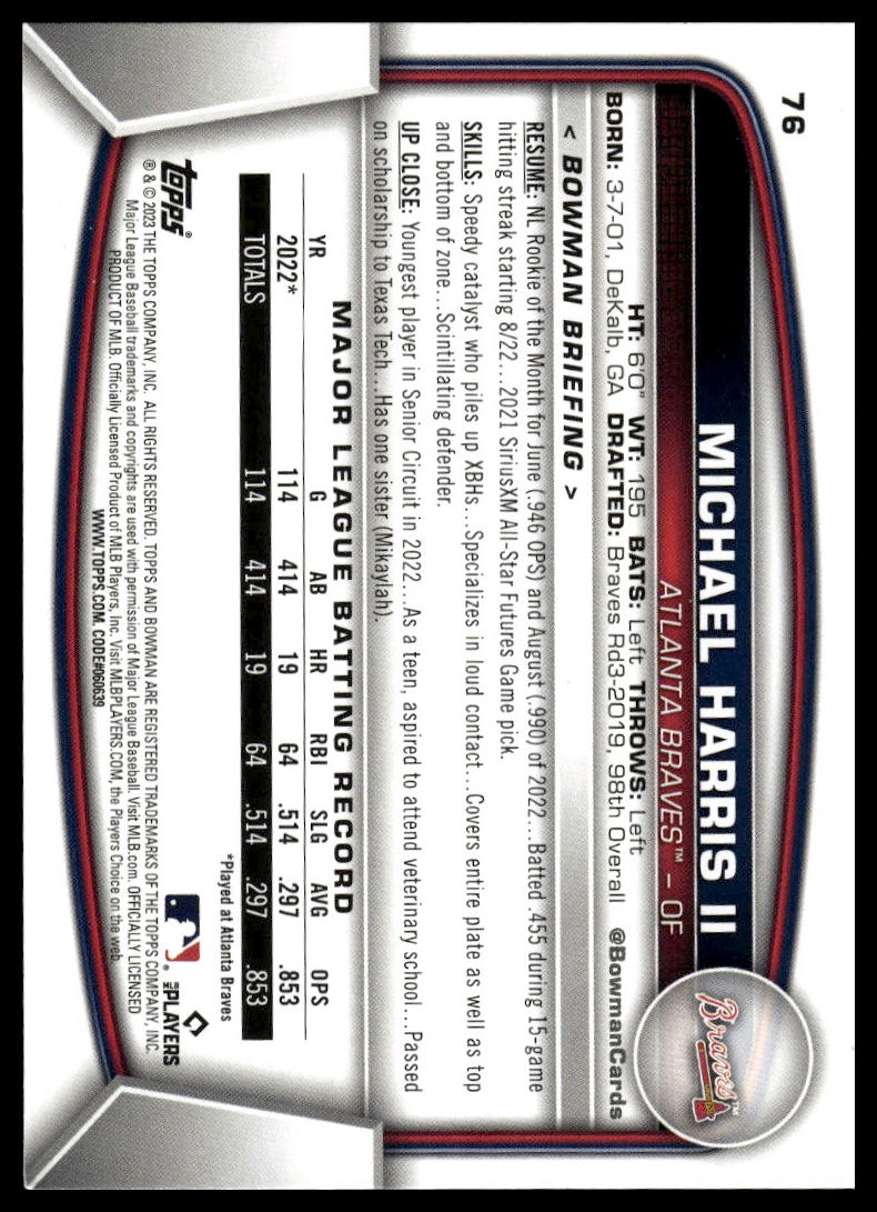 2023 Bowman #76 Michael Harris II