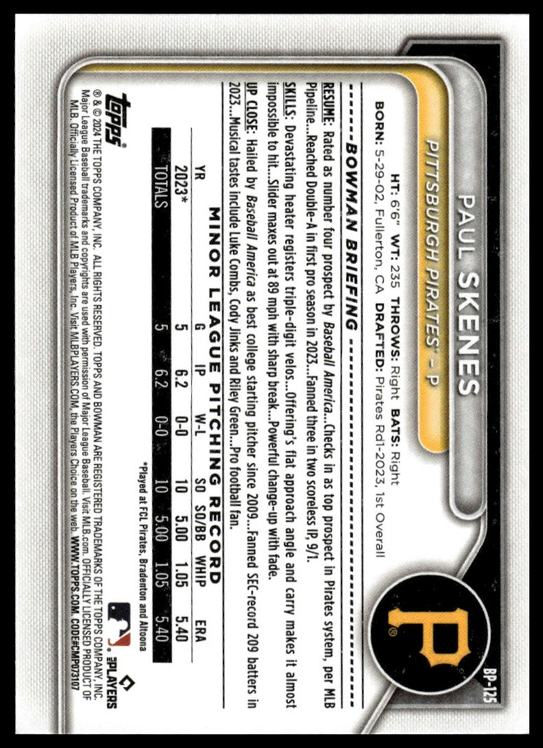 2024 Bowman #BCP-125 Paul Skenes