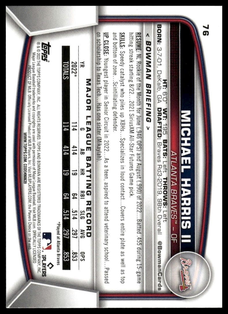 2023 Bowman #76 Michael Harris II