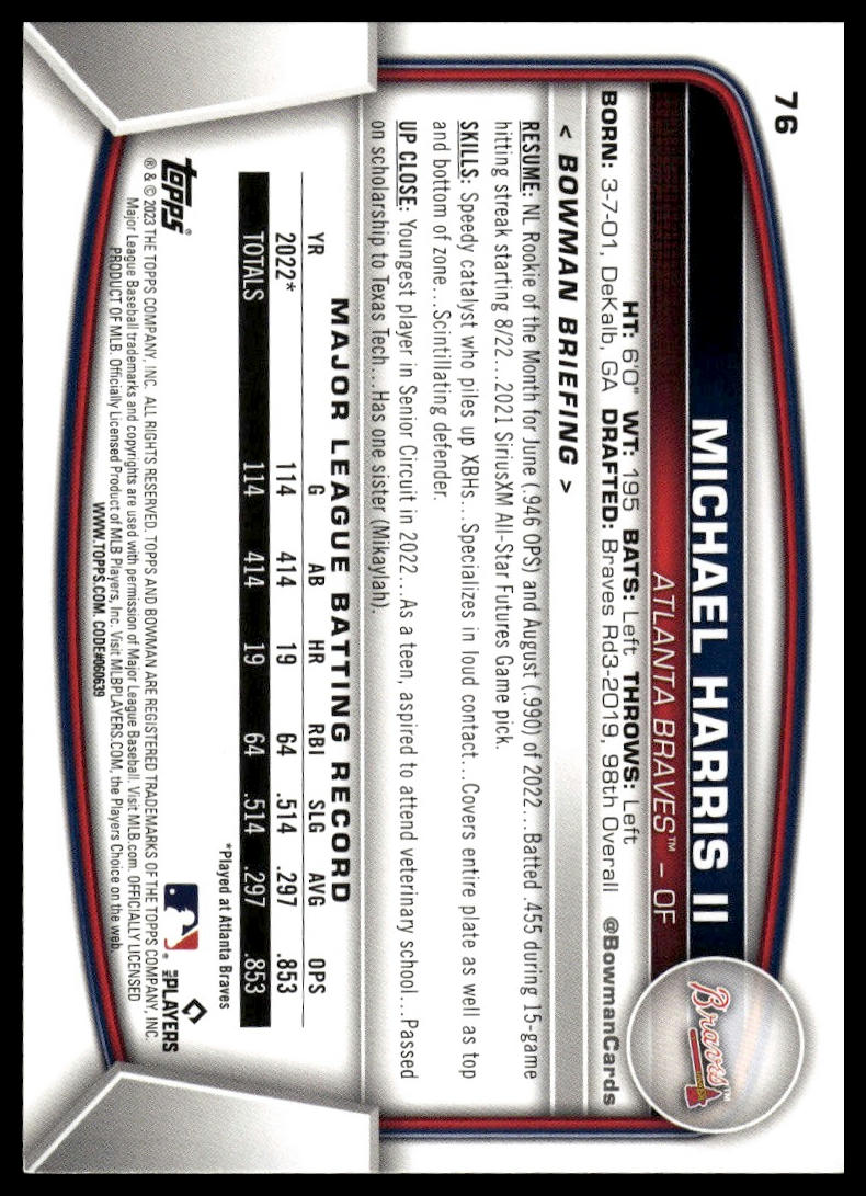 2023 Bowman #76 Michael Harris II