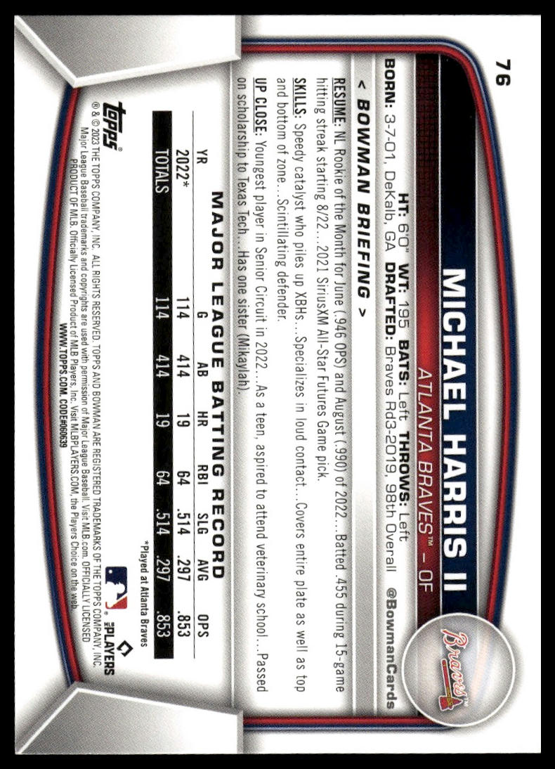 2023 Bowman #76 Michael Harris II