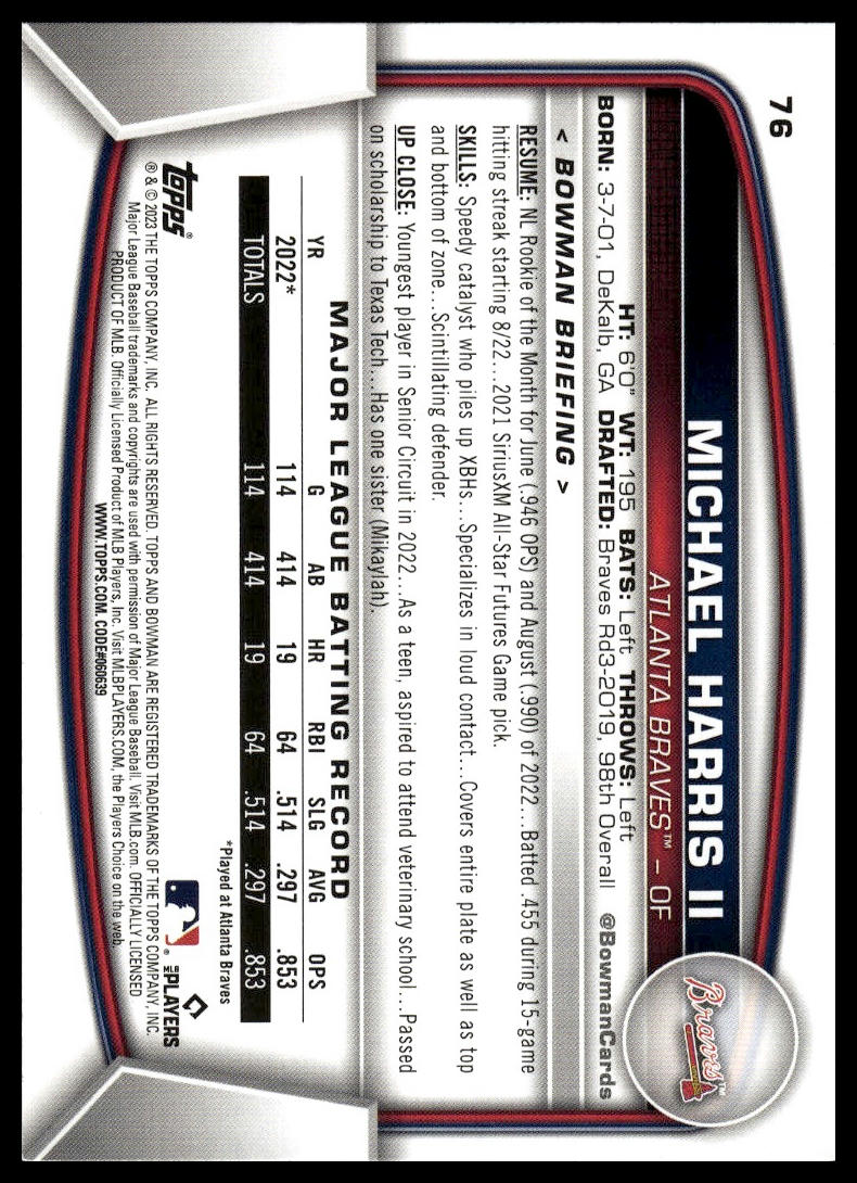 2023 Bowman #76 Michael Harris II
