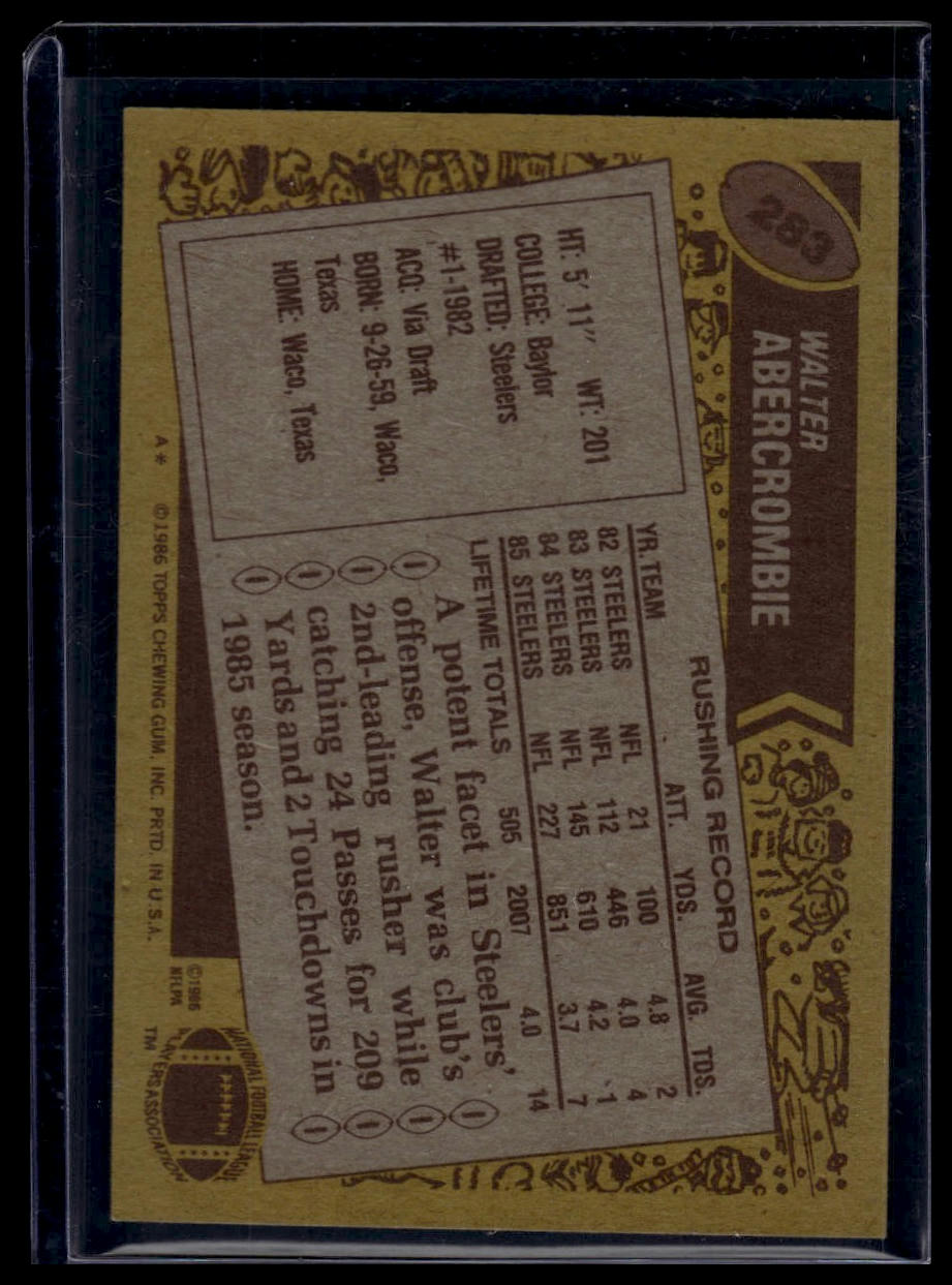 1986 Topps #283 Walter Abercrombie