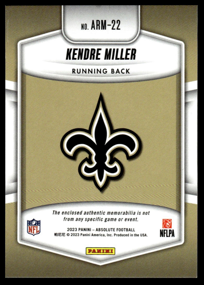 2023 Panini Absolute #ARM-22 Kendre Miller Absolute Rookie Materials