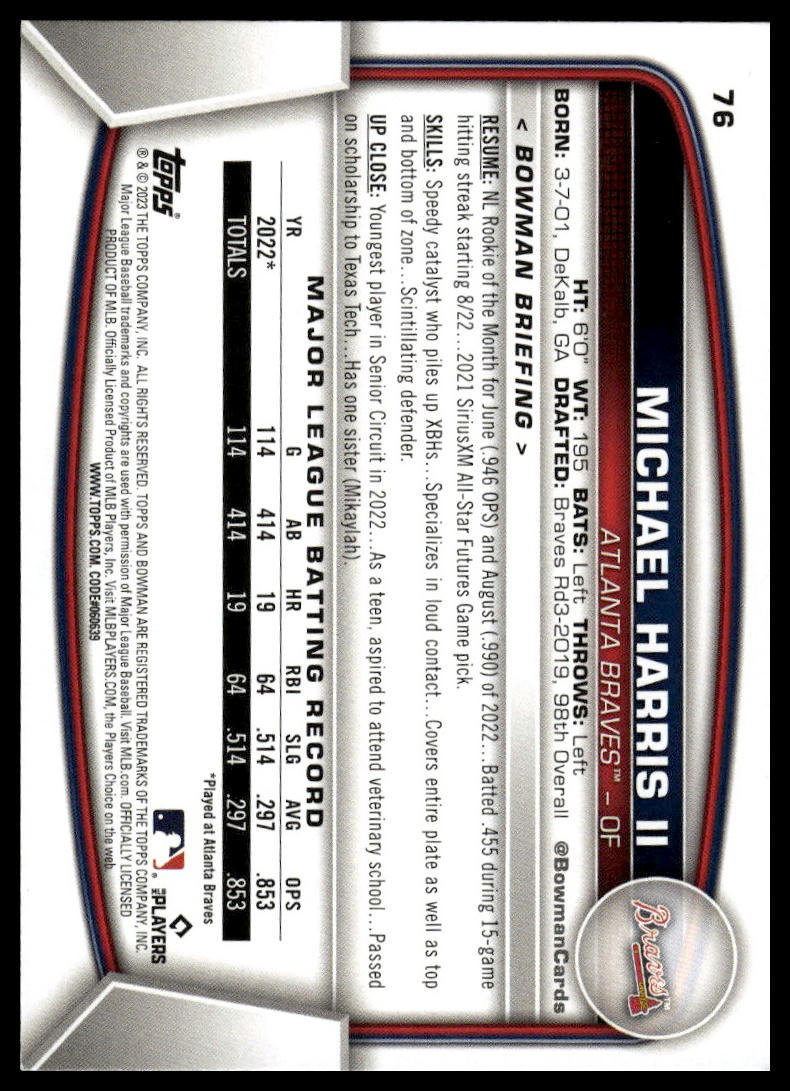 2023 Bowman #76 Michael Harris II