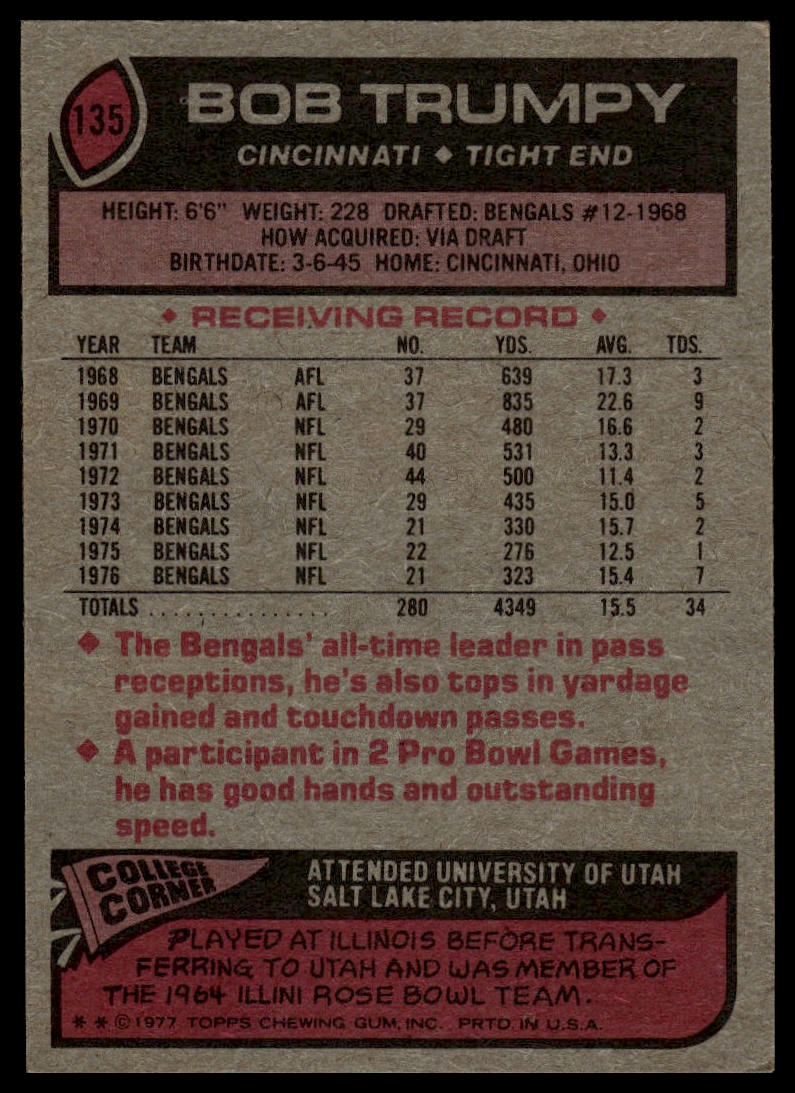 1977 Topps #135 Bob Trumpy