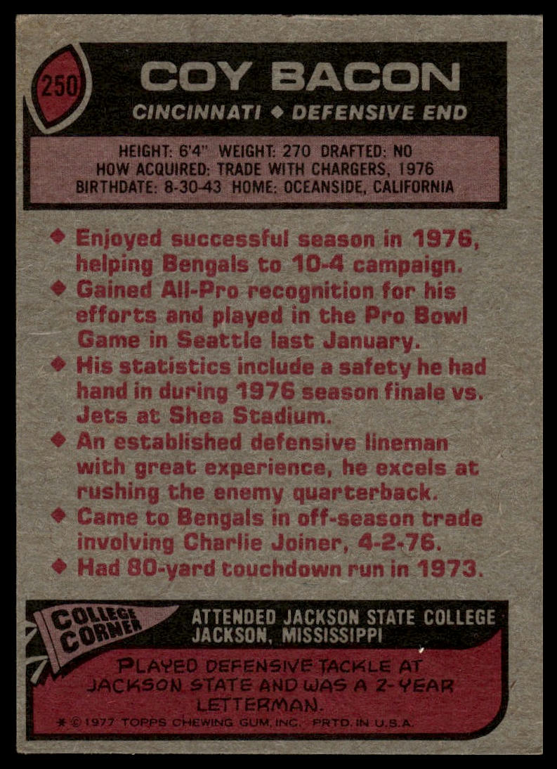 1977 Topps #250 Coy Bacon