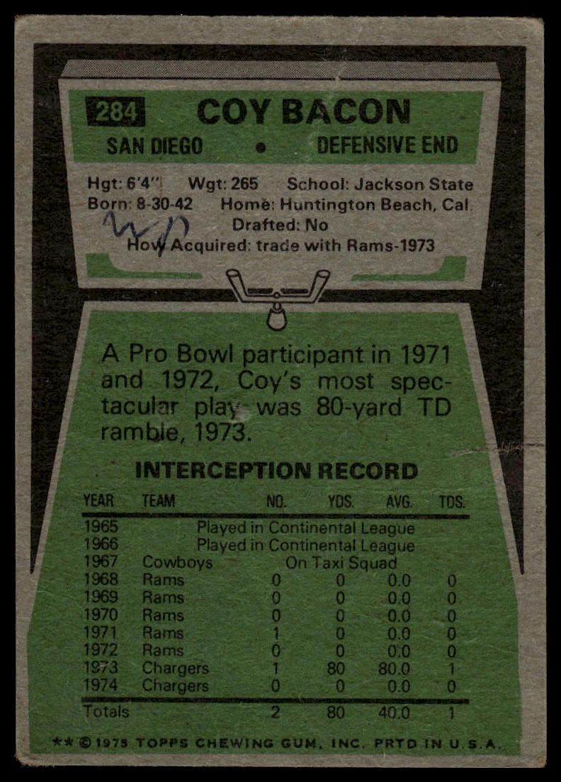 1975 Topps #284 Coy Bacon