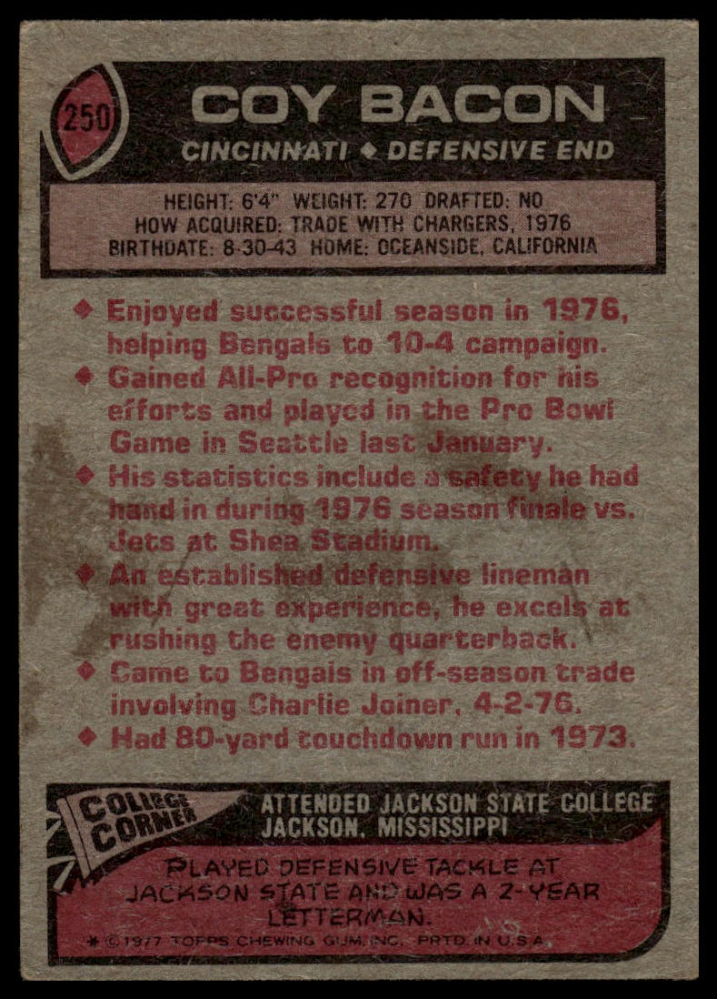 1977 Topps #250 Coy Bacon