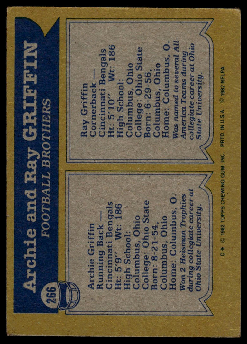 1982 Topps #266 Archie Griffin / Ray Griffin