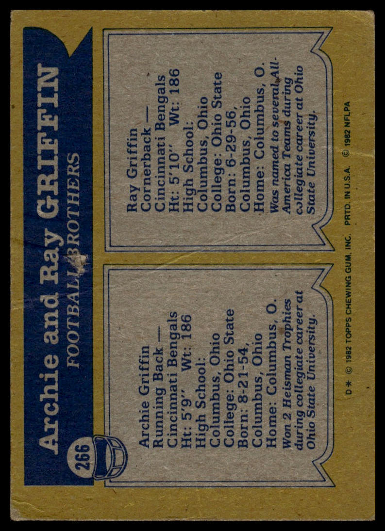 1982 Topps #266 Archie Griffin / Ray Griffin