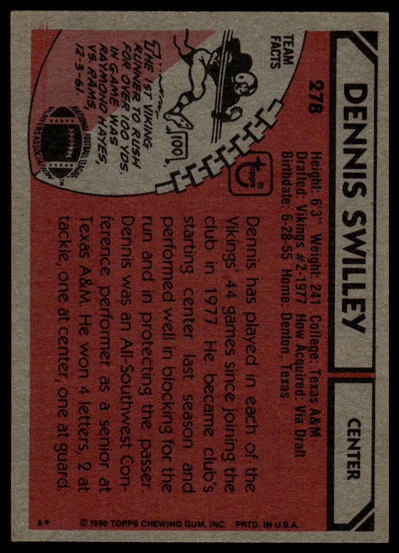 1980 Topps #278 Dennis Swilley