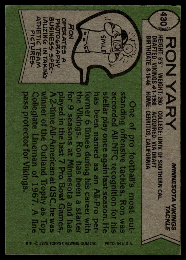 1978 Topps #430 Ron Yary
