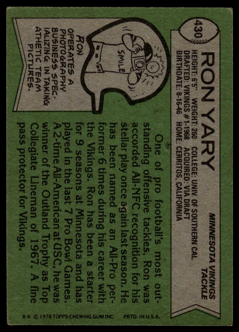 1978 Topps #430 Ron Yary