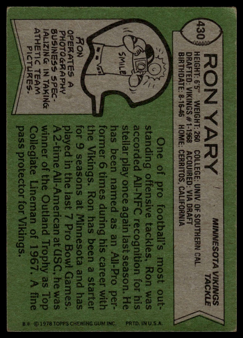 1978 Topps #430 Ron Yary