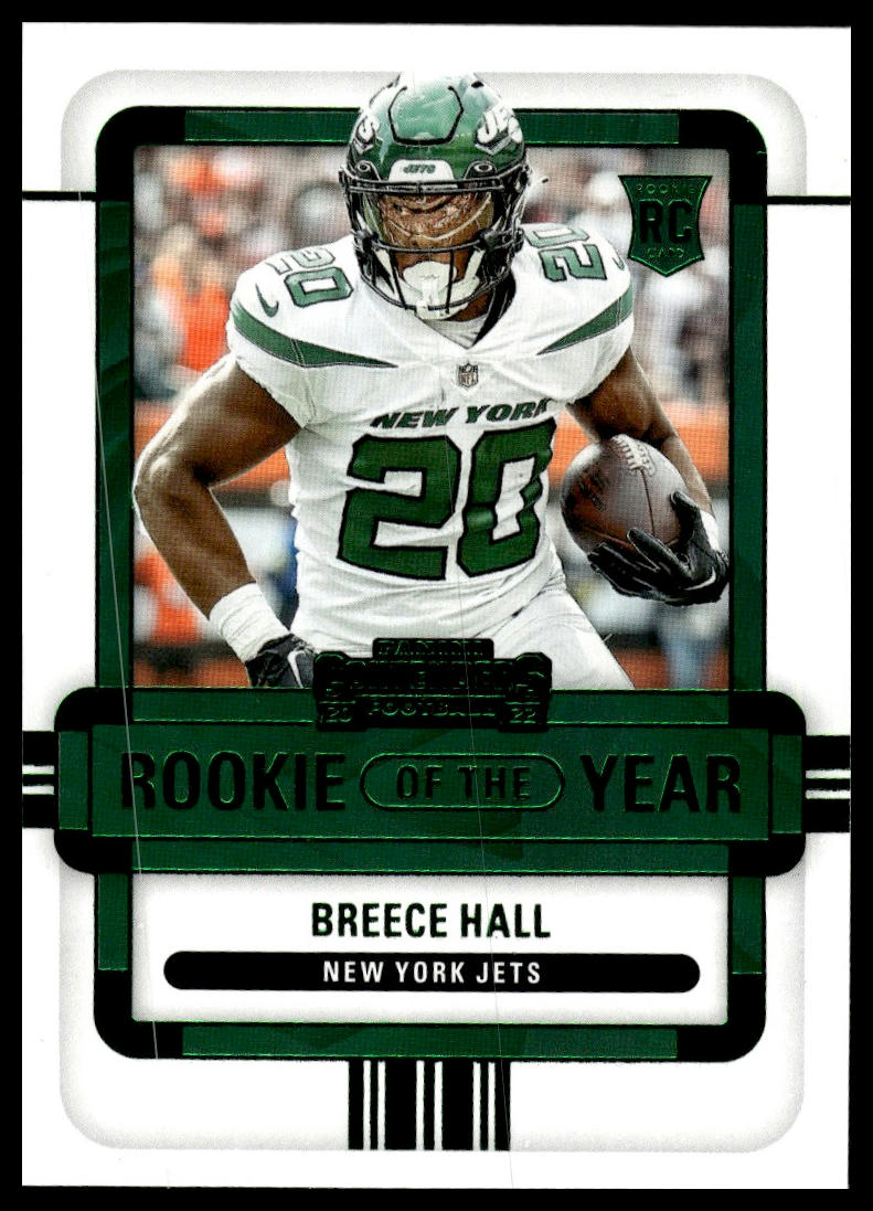 2022 Panini Contenders ROY-BHA Breece Hall Rookie of the Year Contenders Emerald