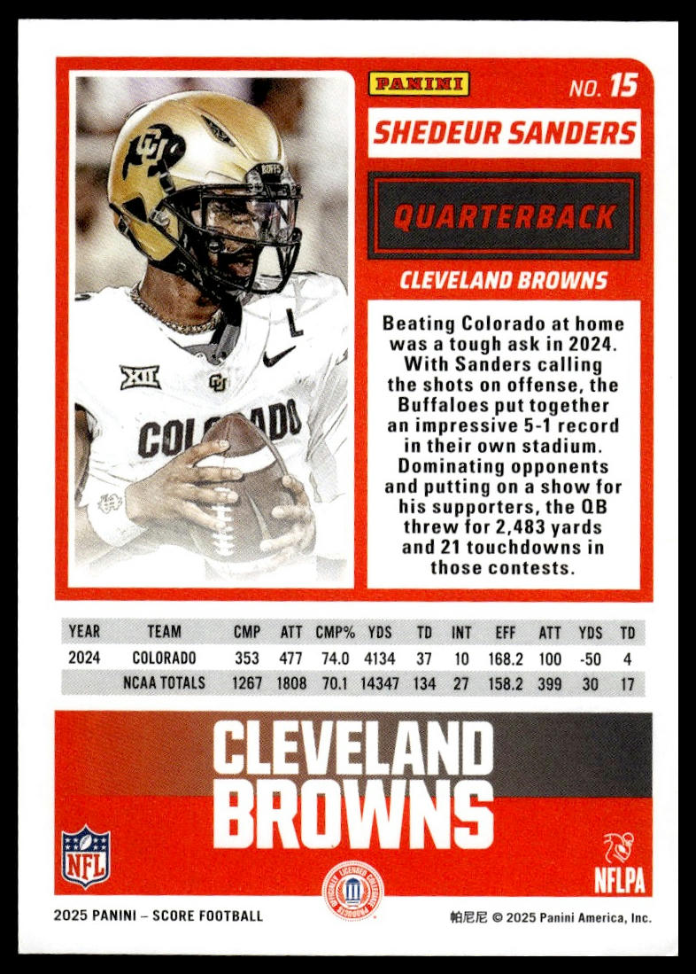 2025 Score #15 Shedeur Sanders