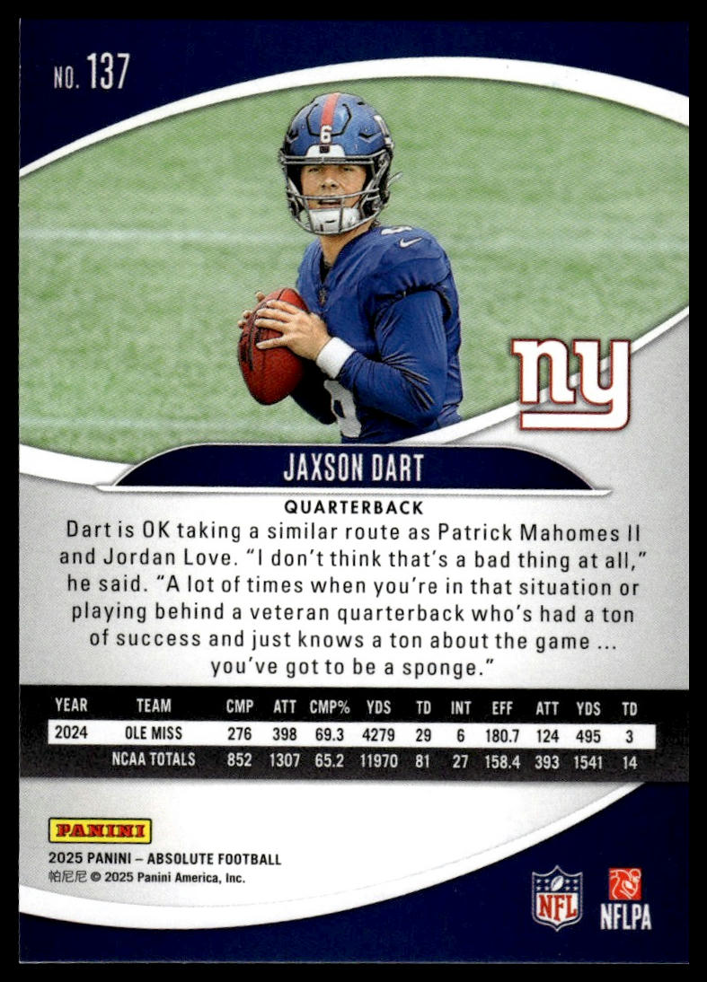 2025 Panini Absolute Countdown Calendar #137 Jaxson Dart