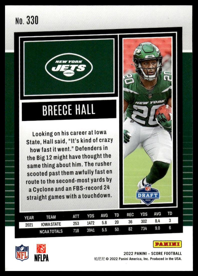 2022 Donruss #314 Breece Hall Red Press Proof