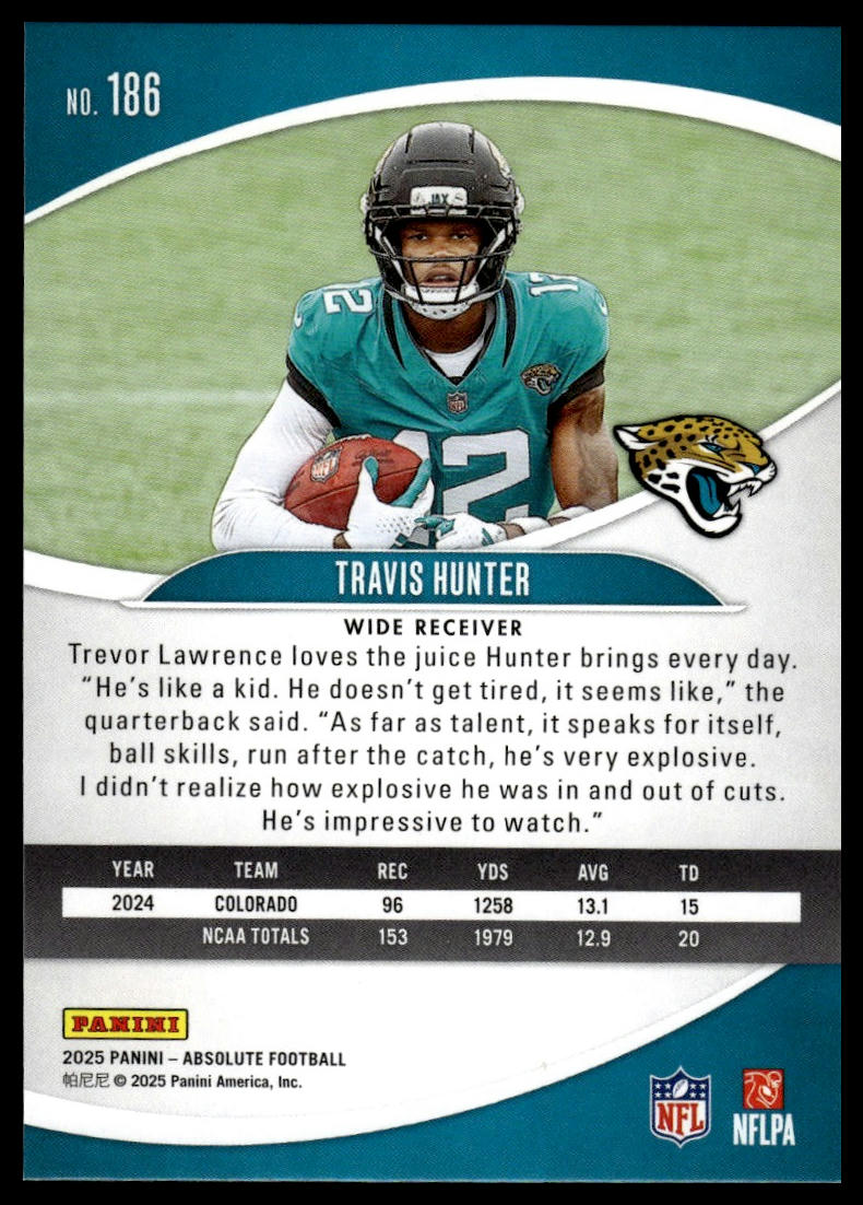 2025 Panini Absolute #186 Travis Hunter Orange