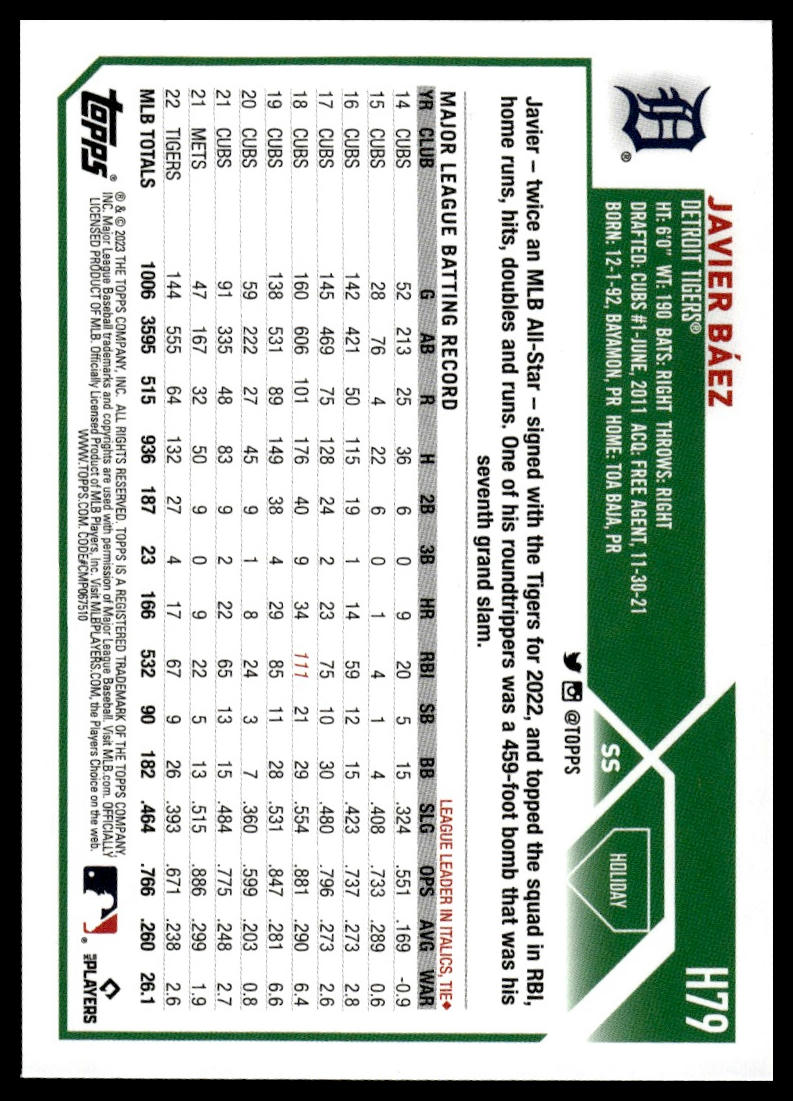 2023 Topps Holiday #H79 Javier Báez