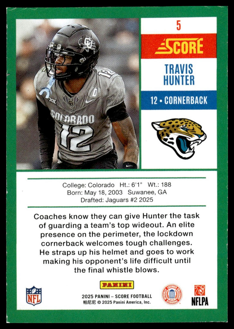 2025 Score #5 Travis Hunter Anniversary Rookies