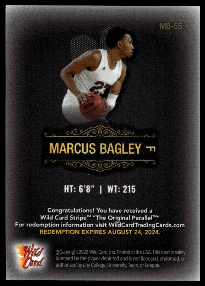 2022 Wild Card Matte #MB-55 Marcus Bagley Black