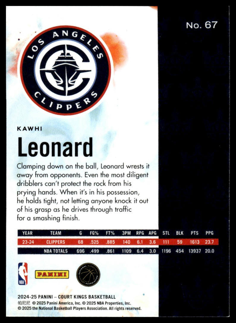 2024-25 Panini Court Kings #67 Kawhi Leonard