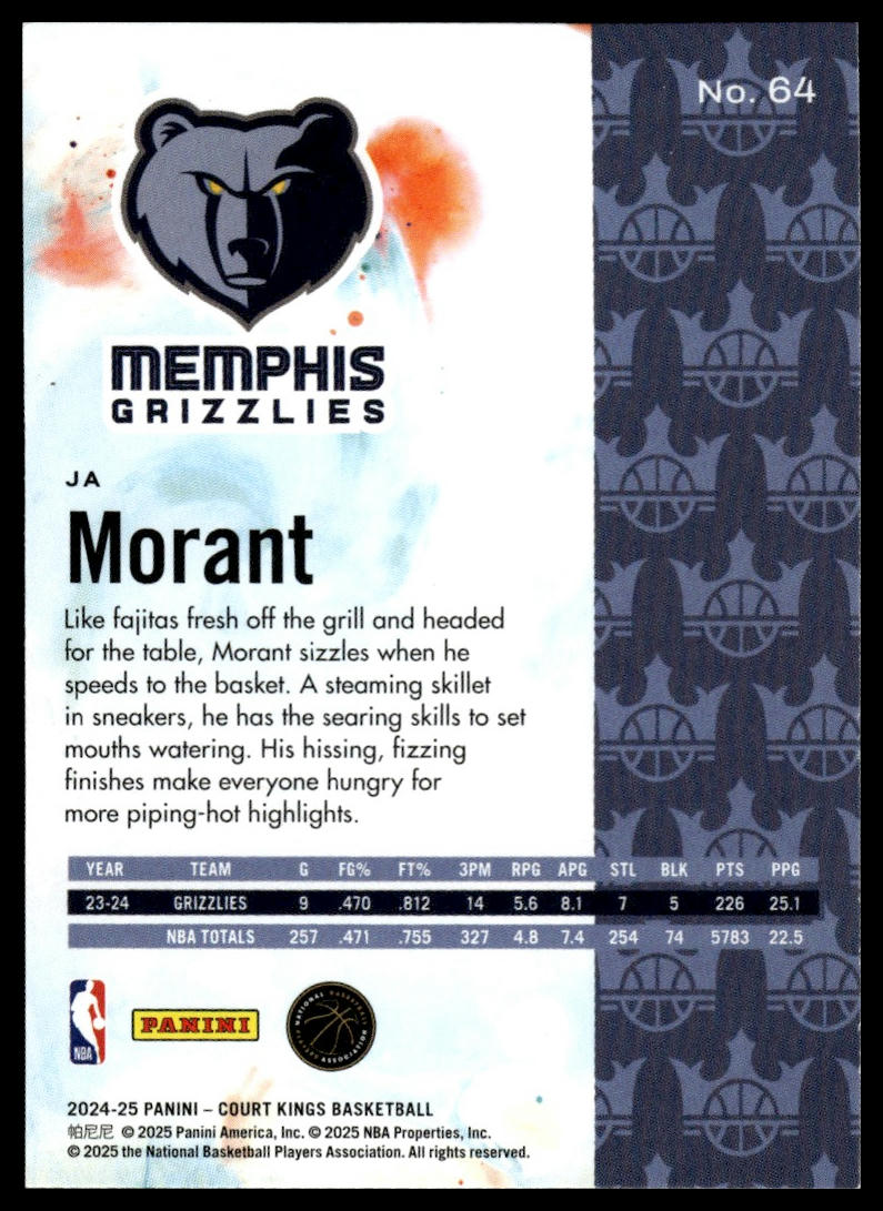 2024-25 Panini Court Kings #64 Ja Morant