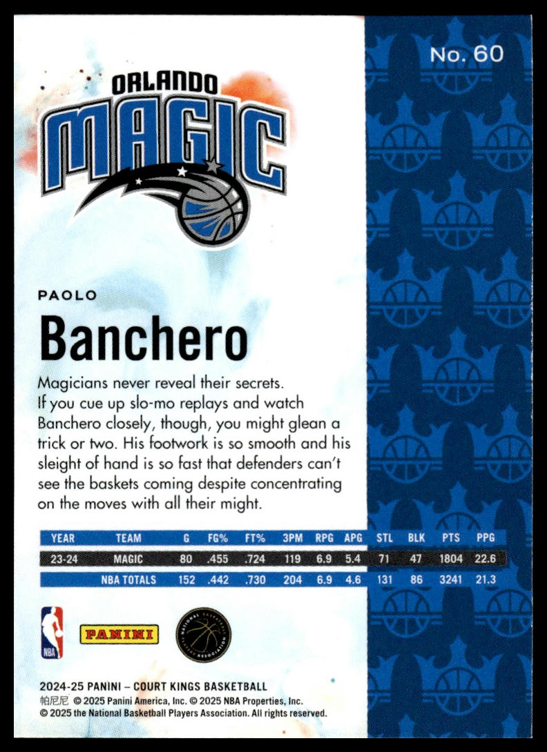 2024-25 Panini Court Kings #60 Paolo Banchero