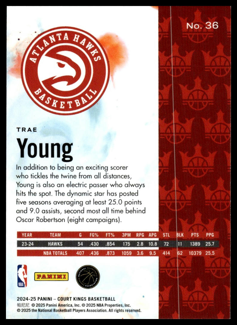 2024-25 Panini Court Kings #36 Trae Young