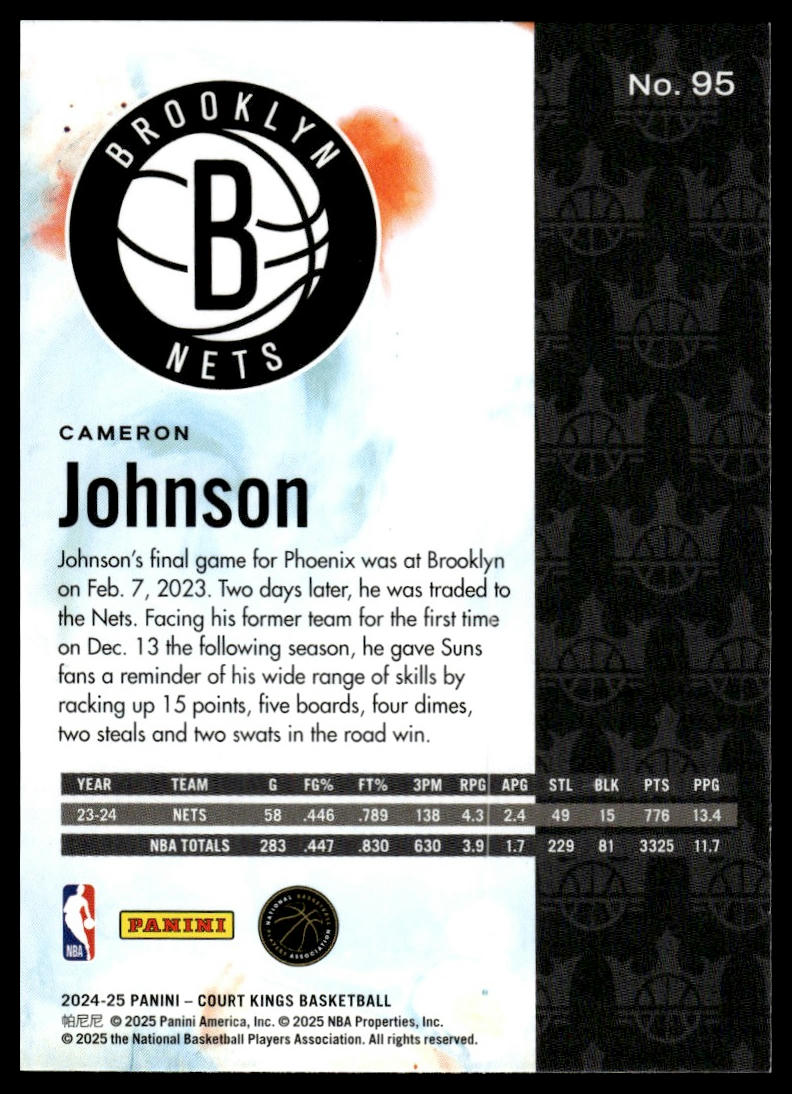 2024-25 Panini Court Kings #95 Cameron Johnson