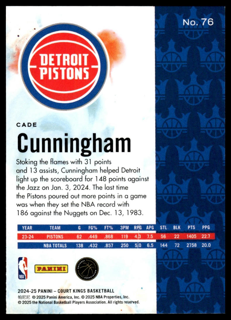 2024-25 Panini Court Kings #76 Cade Cunningham