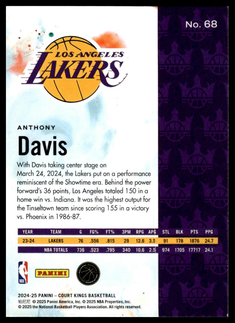 2024-25 Panini Court Kings #68 Anthony Davis