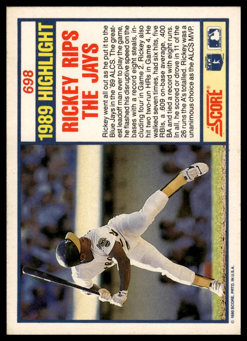 1990 Score #698 Rickey Henderson