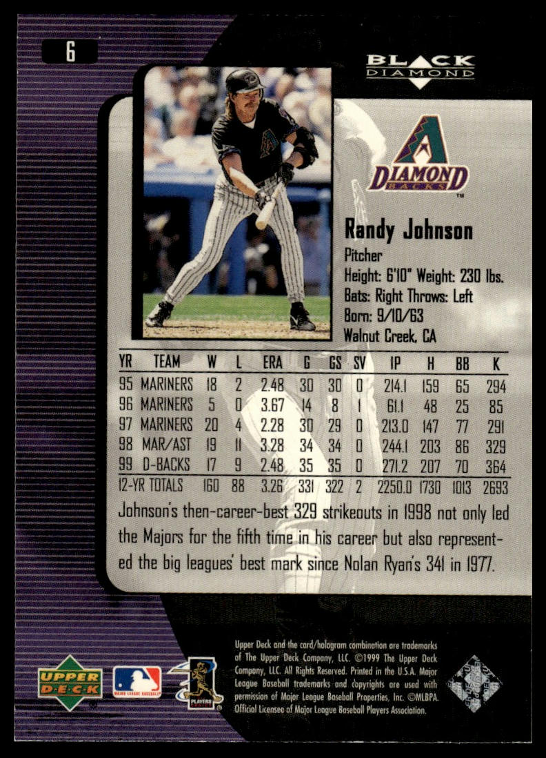 2000 Upper Deck Black Diamond #6 Randy Johnson