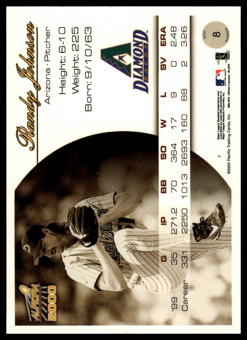 2000 Pacific Aurora #8 Randy Johnson