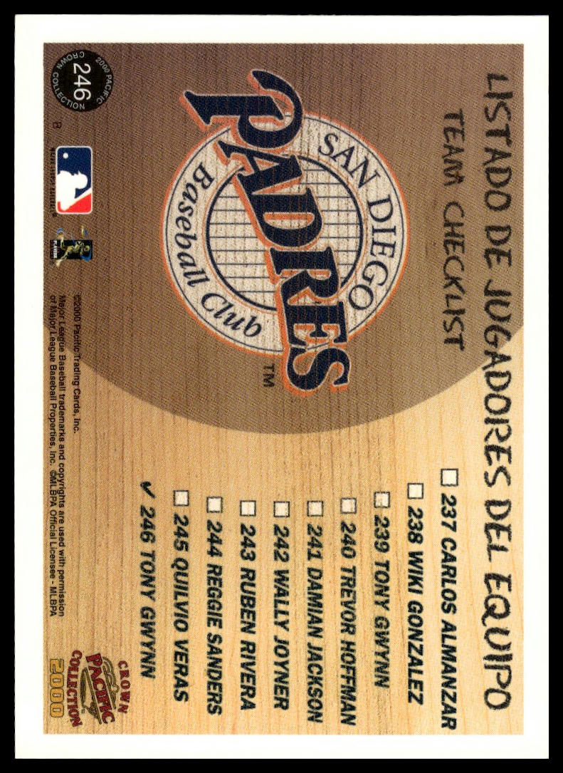 2000 Pacific Crown Collection #246 Tony Gwynn
