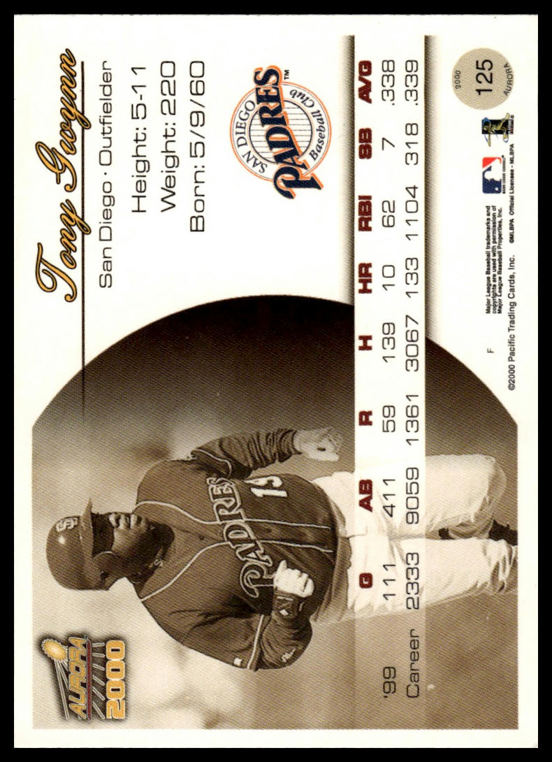 2000 Pacific Aurora #125 Tony Gwynn